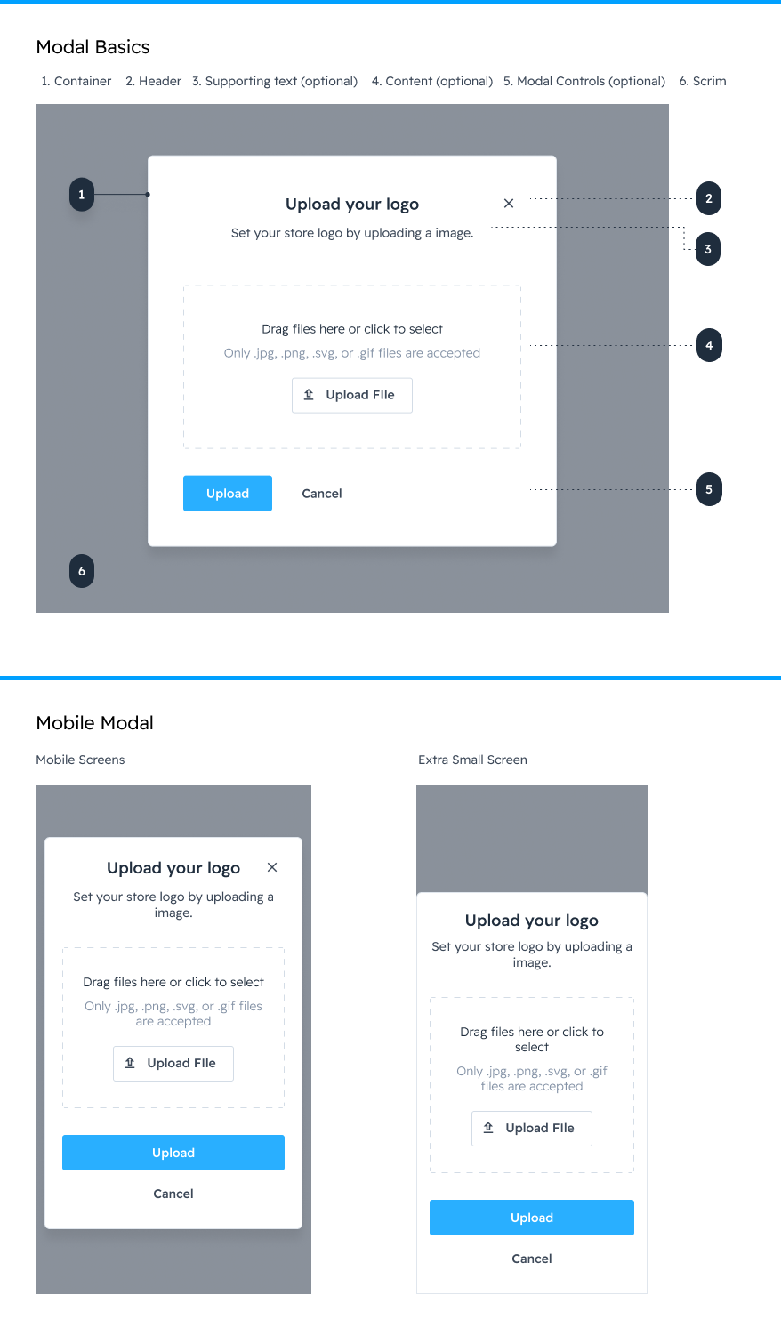Modal example from design system